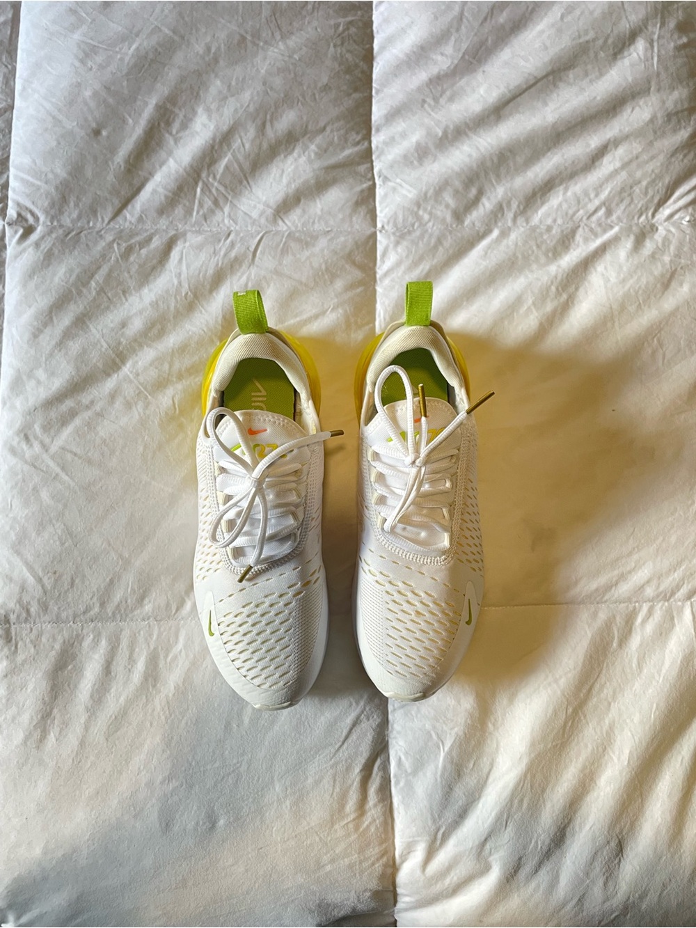 Nike White and Neon Yellow Women's Running Sneakers